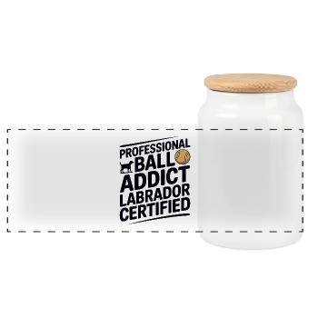 Ball Addict Labrador zertifizierter lustiger Hund - Panorama Keksdose mit Holzdeckel - Weiß - Vorne