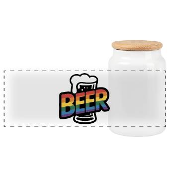 Queer Beer - Cool Beer Logo - Panorama Keksdose mit Holzdeckel - Weiß - Vorne