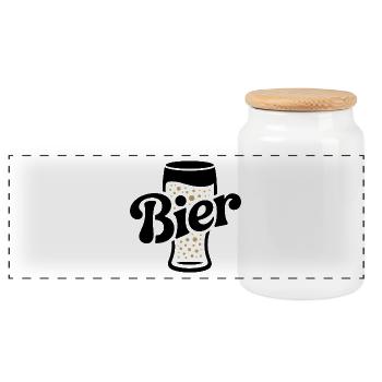 Bière - Logo drôle d’alcool - Boîte à biscuits avec couvercle en bois - blanc - Devant