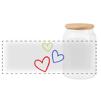 Hearts Colorful - Panoramic Cookie Jar with Wooden Lid - white - Front