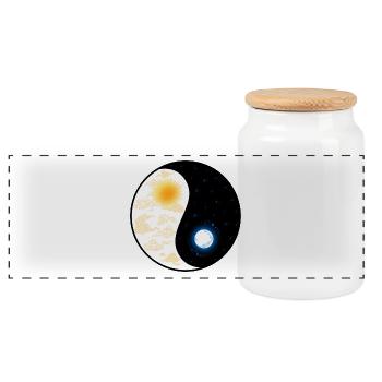 Yin Yang - Panoramic Cookie Jar with Wooden Lid - white - Front