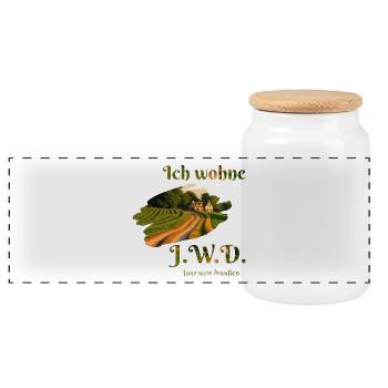 J W D Janz weit draußen - Panorama Keksdose mit Holzdeckel - Weiß - Vorne