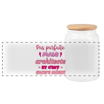 Pas parfaite mais architecte,idée cadeau - Boîte à biscuits avec couvercle en bois - blanc - Devant