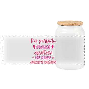 Pas parfaite mais cycliste,cyclisme,vélo - Boîte à biscuits avec couvercle en bois - blanc - Devant