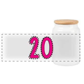 20. 20 ANS. 20e ANNIVERSAIRE. ANNIVERSAIRE 20 ANS. - Boîte à biscuits avec couvercle en bois - blanc - Devant