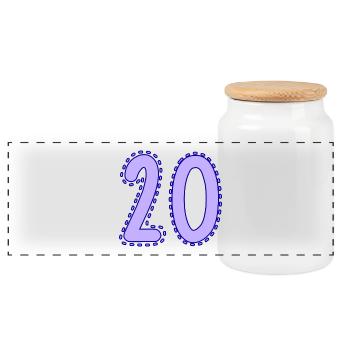 20. 20 JAHRE. 20-JÄHRIGES JUBILÄUM. 20-JÄHRIGES JUBILÄUM. - Panorama Keksdose mit Holzdeckel - Weiß - Vorne