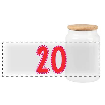 20. 20 JAHRE. 20-JÄHRIGES JUBILÄUM. 20-JÄHRIGES JUBILÄUM. - Panorama Keksdose mit Holzdeckel - Weiß - Vorne