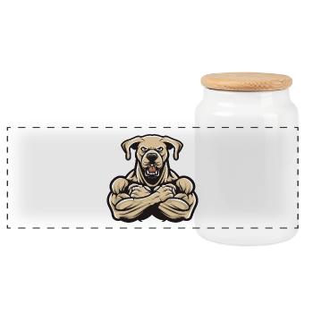 Labrador Hund Muskeln Bodybuilding - Panorama Keksdose mit Holzdeckel - Weiß - Vorne