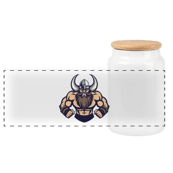 Viking Muscles Bodybuilding - Panoramic Cookie Jar with Wooden Lid - white - Front