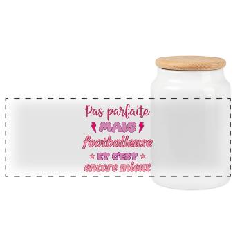 Pas parfaite mais footballeuse,Football,Sport - Boîte à biscuits avec couvercle en bois - blanc - Devant