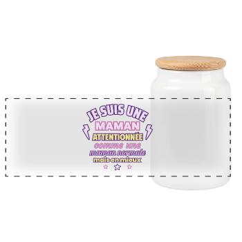Maman attentionnée, cadeau fête des mères, amour - Boîte à biscuits avec couvercle en bois - blanc - Devant
