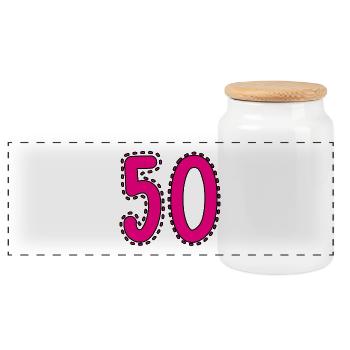 50. 50 YEARS. 50th ANNIVERSARY. 50 YEARS ANNIVERSARY. - Panoramic Cookie Jar with Wooden Lid - white - Front