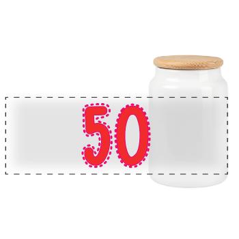 50. 50 YEARS. 50th ANNIVERSARY. 50 YEARS ANNIVERSARY. - Panoramic Cookie Jar with Wooden Lid - white - Front