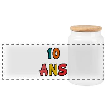 10. 10 JAHRE. 10-JÄHRIGES JUBILÄUM. 10-JÄHRIGES JUBILÄUM. - Panorama Keksdose mit Holzdeckel - Weiß - Vorne
