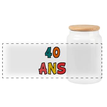 40. 40 JAHRE. 40-JÄHRIGES JUBILÄUM. 40-JÄHRIGES JUBILÄUM. - Panorama Keksdose mit Holzdeckel - Weiß - Vorne