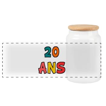 20. 20e ANNIVERSAIRE. ANNIVERSAIRE 20 ANS. 20 ANS. - Boîte à biscuits avec couvercle en bois - blanc - Devant