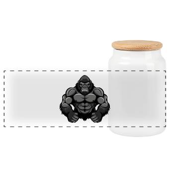 Musculation Gorilla Muscles Musculation - Boîte à biscuits avec couvercle en bois - blanc - Devant
