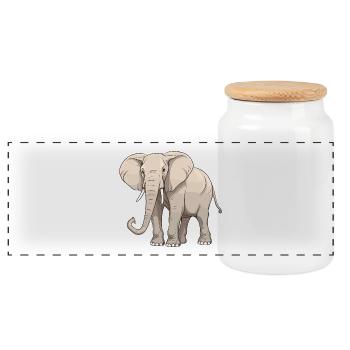 Elefant Tier - Panorama Keksdose mit Holzdeckel - Weiß - Vorne