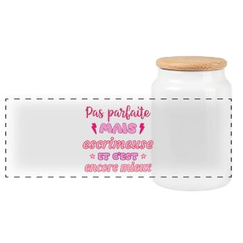 Pas parfaite mais escrimeuse,escrime,Escrime,Sport - Boîte à biscuits avec couvercle en bois - blanc - Devant