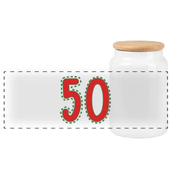 50. 50 YEARS. 50th ANNIVERSARY. 50 YEARS ANNIVERSARY. - Panoramic Cookie Jar with Wooden Lid - white - Front