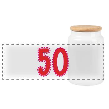 50. 50 YEARS. 50th ANNIVERSARY. 50 YEARS ANNIVERSARY. - Panoramic Cookie Jar with Wooden Lid - white - Front