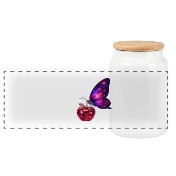 Vie de rubis – Papillon de Pouvoir - Boîte à biscuits avec couvercle en bois - blanc - Devant