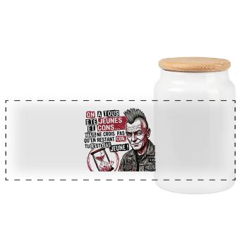 rester jeunes et cons - Boîte à biscuits avec couvercle en bois - blanc - Devant