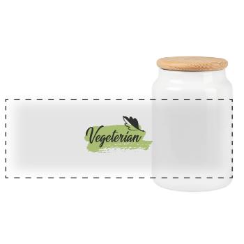 Vegan vegetarian animal welfare gift idea - Panoramic Cookie Jar with Wooden Lid - white - Front