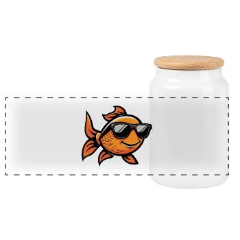 Poisson rouge animal cool - Boîte à biscuits avec couvercle en bois - blanc - Devant