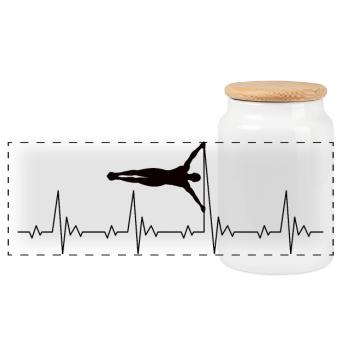 Calisthenics Human Flag Heartbeat Frequency Pulse - Panoramic Cookie Jar with Wooden Lid - white - Front