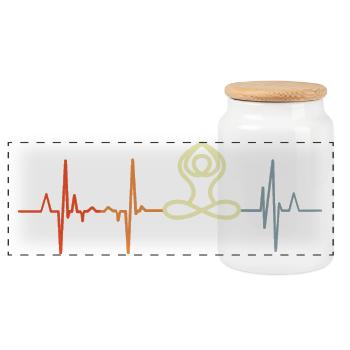 Vintage Yoga HeartLine - Panoramic Cookie Jar with Wooden Lid - white - Front