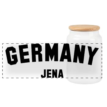 JENA - Panoramic Cookie Jar with Wooden Lid - white - Front