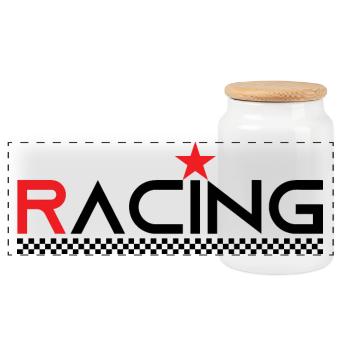 Racing Star - Race Driver - Car Auto Bike - Panoramic Cookie Jar with Wooden Lid - white - Front
