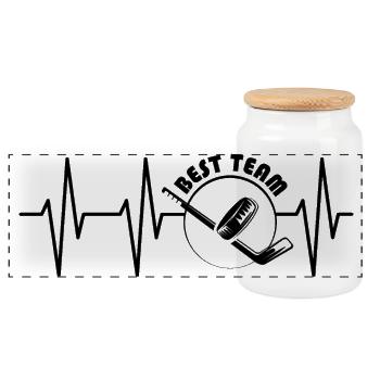 best team icehockey symbol Herzschlag Eishockey - Panorama Keksdose mit Holzdeckel - Weiß - Vorne