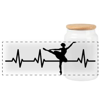 Ballet Girl Heartbeat - Panoramic Cookie Jar with Wooden Lid - white - Front