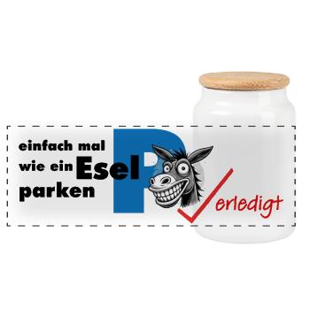 wie ein esel parken falschparker - Panorama Keksdose mit Holzdeckel - Weiß - Vorne