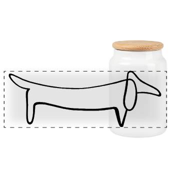 dog - Panoramic Cookie Jar with Wooden Lid - white - Front