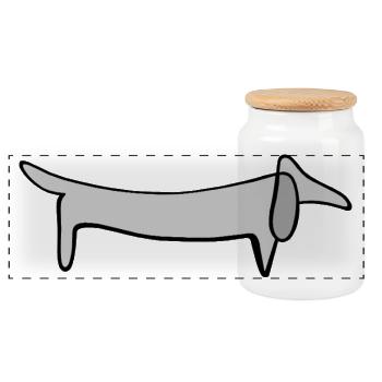 Hund Strichzeichnung - Panorama Keksdose mit Holzdeckel - Weiß - Vorne