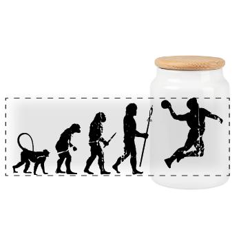 Funny handball player Evolution - Panoramic Cookie Jar with Wooden Lid - white - Front