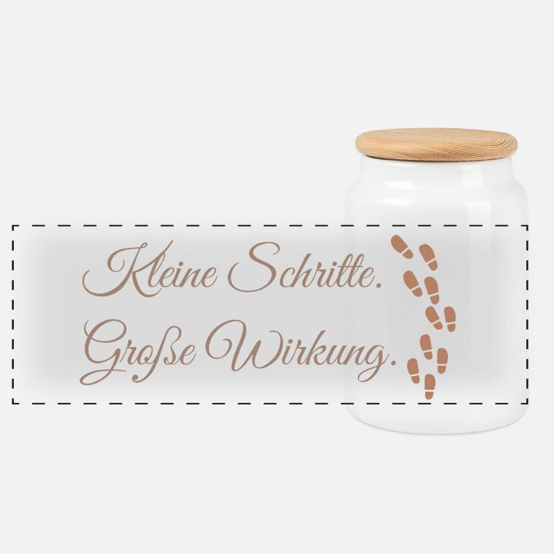 Kleine Schritte Grosse Wirkung - Panorama Keksdose mit Holzdeckel - Weiß