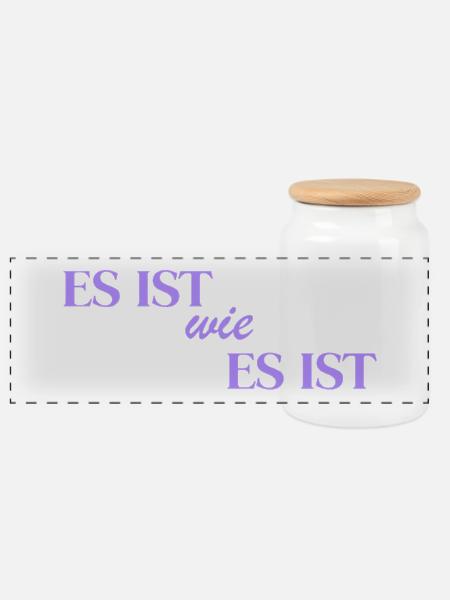 Es ist wie es ist - Panorama Keksdose mit Holzdeckel - Weiß