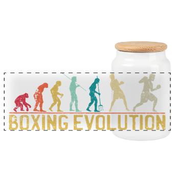 Boxing Evolution Progression Design - Panoramic Cookie Jar with Wooden Lid - white - Front