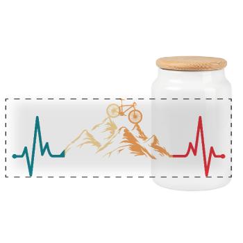 Heartbeat VTT Cyclisme - Boîte à biscuits avec couvercle en bois - blanc - Devant