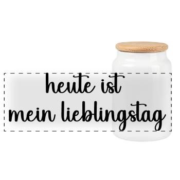 heute_ist_mein_lieblingstag_-_cool - Panorama Keksdose mit Holzdeckel - Weiß - Vorne