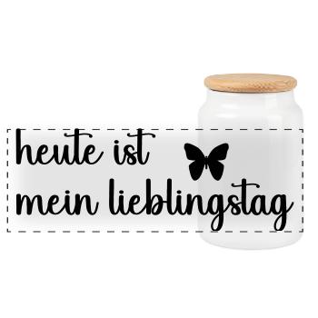 heute_ist_mein_lieblingstag_- - Panorama Keksdose mit Holzdeckel - Weiß - Vorne