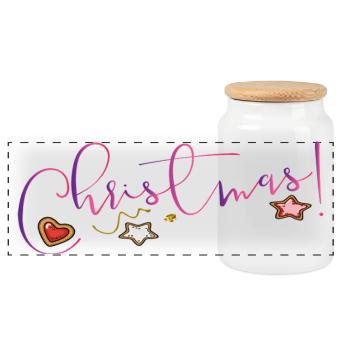 Christmas - Panorama Keksdose mit Holzdeckel - Weiß - Vorne
