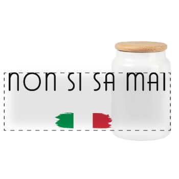 Non si sa mai – Italy Spruch Design - Boîte à biscuits avec couvercle en bois - blanc - Devant
