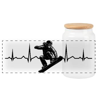 Motif de snowboard avec valeur de reconnaissance - Boîte à biscuits avec couvercle en bois - blanc - Devant