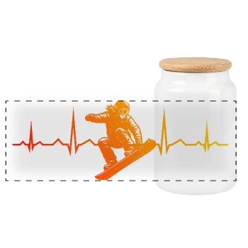 Snowboard motif with recognition value - Panoramic Cookie Jar with Wooden Lid - white - Front