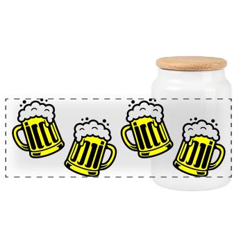 Bier Bierkrug Prost Comic - Panorama Keksdose mit Holzdeckel - Weiß - Vorne